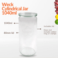 Weck Cylindrical Jar 1040ml - jars.ie